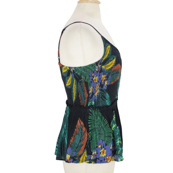 NWT Patrons of Peace Tank Top size M Smocked Crinkle Tropical Marine - Picture 4 of 10
